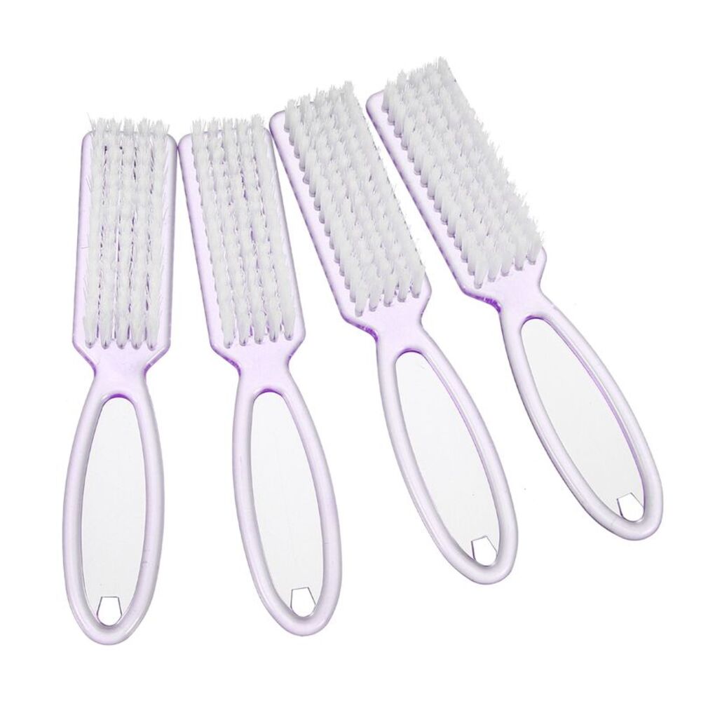 4 Pcs Fingernail Cleaner Nail Brush with Plastic Handle Clear Purple